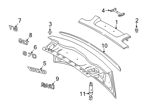 2000 Volvo S70 Exterior Trim - Trunk Diagram