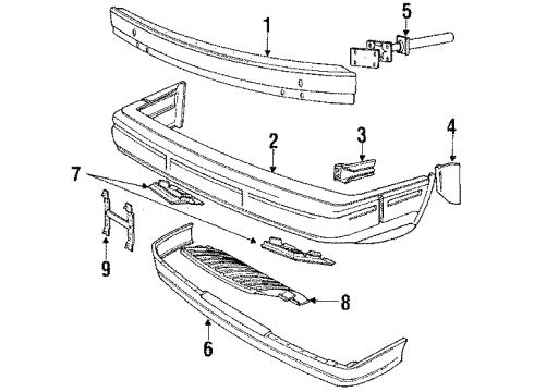 1990 Volvo 740 Bumper & Components - Front Diagram