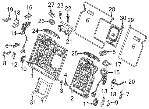 2021 Volvo V90 Cross Country Rear Seat Components Diagram 3