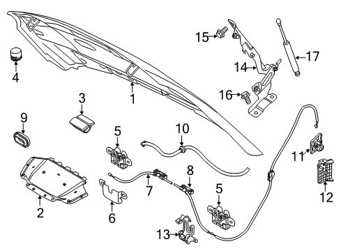 2015 Volvo S60 Hood & Components Diagram