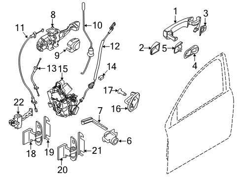 2016 Volvo XC60 Front Door - Lock & Hardware Diagram