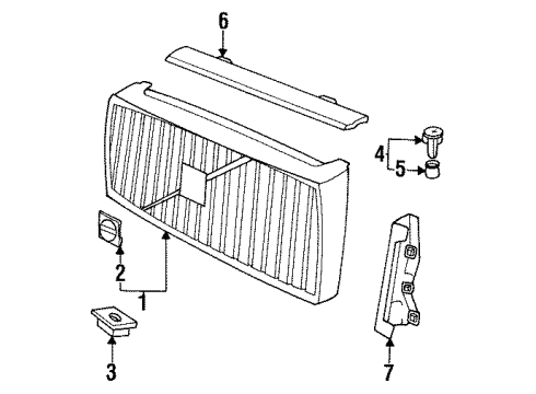 1989 Volvo 244 Grille & Components Diagram