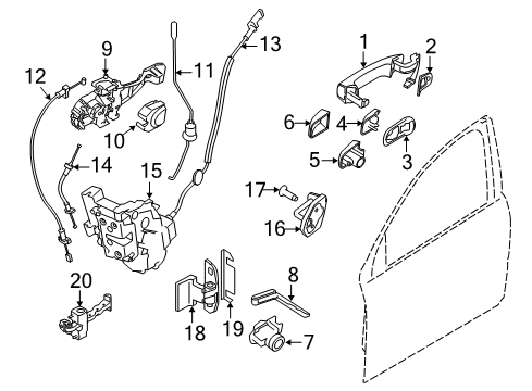 2012 Volvo S80 Front Door - Lock & Hardware Diagram