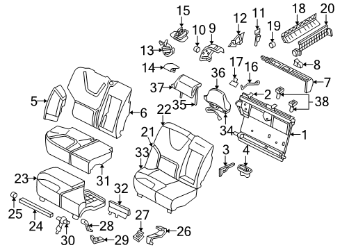 2003 Volvo V70 Rear Seat Components Diagram 4