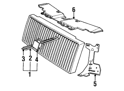 1987 Volvo 740 Grille & Components Diagram