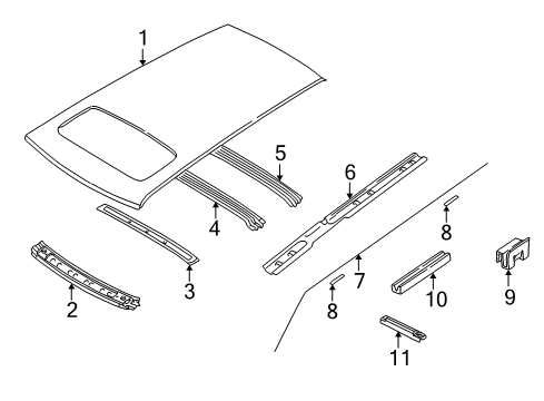 1999 Volvo V70 Exterior Trim - Roof Diagram