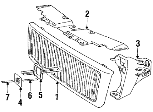 1995 Volvo 960 Grille & Components Diagram