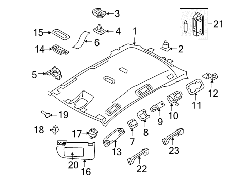 2011 Volvo XC60 Interior Trim - Roof Diagram