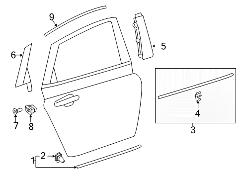 2019 Volvo S90 Exterior Trim - Rear Door Diagram