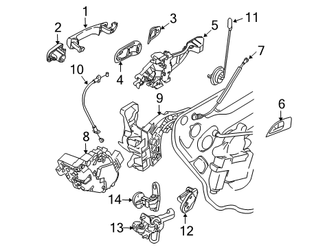 2010 Volvo V50 Rear Door - Lock & Hardware Diagram