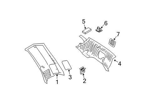 2005 Volvo XC90 Interior Trim - Quarter Panels Diagram