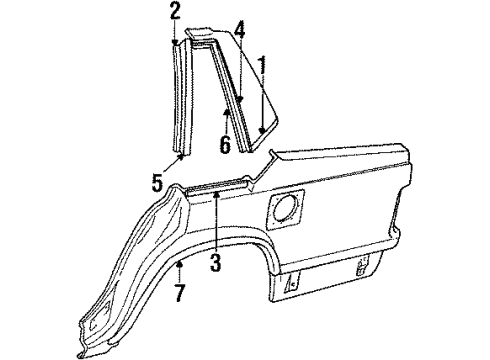 1985 Volvo 740 Exterior Trim - Quarter Panel Diagram