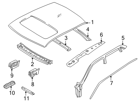 1998 Volvo S70 Exterior Trim - Roof Diagram