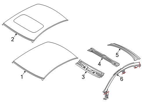 2004 Volvo S40 Roof & Components Diagram