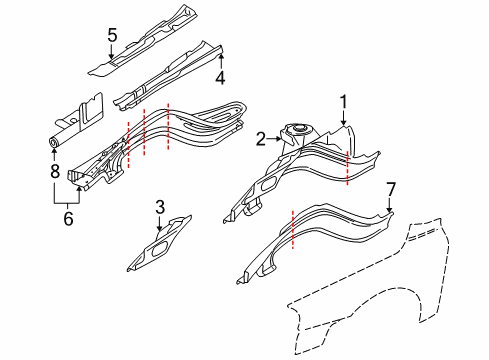 2001 Volvo V70 Structural Components & Rails