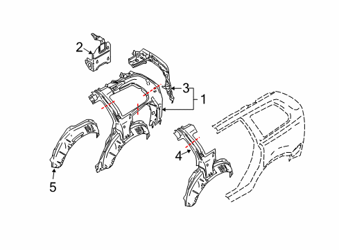 2003 Volvo XC90 Inner Structure - Quarter Panel Diagram