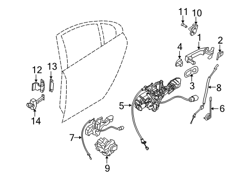 2009 Volvo S80 Rear Door - Lock & Hardware Diagram