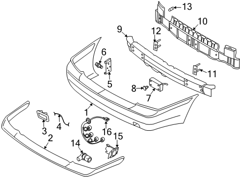 1999 Volvo S80 Bumper & Components - Rear Diagram