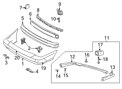 1998 Volvo S70 Bumper & Components - Rear Diagram
