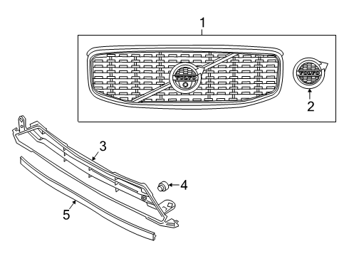 2020 Volvo V60 Cross Country Grille & Components Diagram