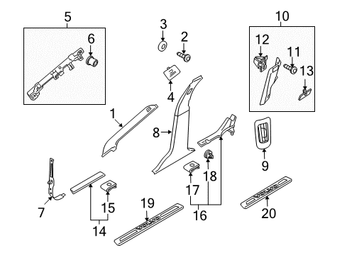2008 Volvo V70 Interior Trim - Pillars Diagram