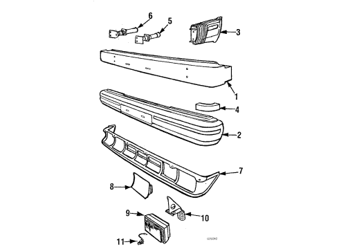 1987 Volvo 740 Bumper & Components - Front Diagram