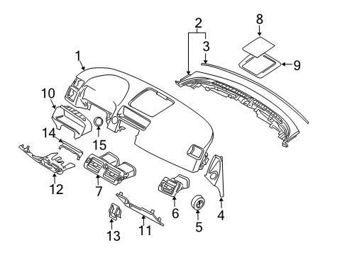 2010 Volvo C70 Instrument Panel Components Diagram