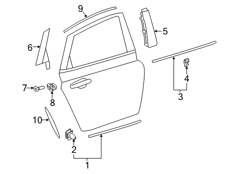 2019 Volvo V90 Exterior Trim - Rear Door Diagram