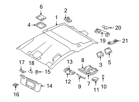 2012 Volvo C30 Interior Trim - Roof Diagram
