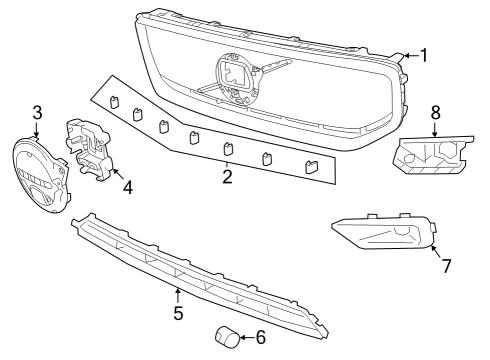 2022 Volvo XC40 Recharge Grille & Components Diagram