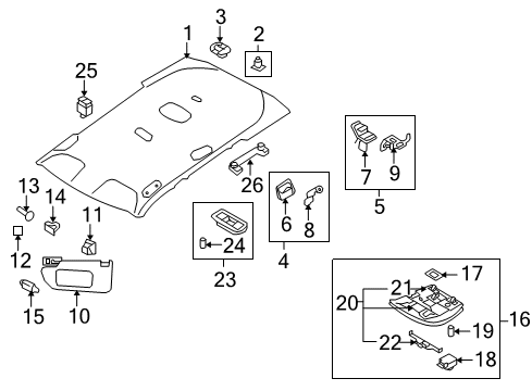 2008 Volvo V70 Interior Trim - Roof Diagram