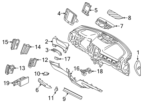 2024 Volvo XC40 Recharge Instrument Panel Components