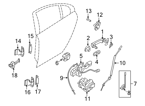 2008 Volvo V70 Rear Door - Lock & Hardware Diagram