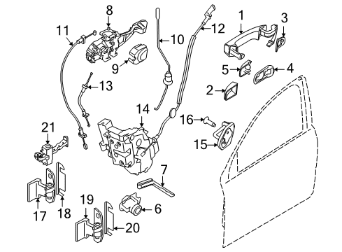 2012 Volvo XC70 Front Door - Lock & Hardware Diagram