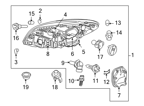 2010 Volvo C30 Headlamp Components Diagram 4
