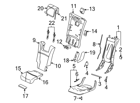 2012 Volvo XC90 Rear Seat Components Diagram 2