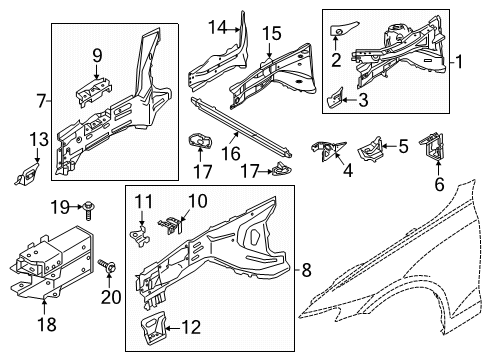 2025 Volvo V60 Structural Components & Rails