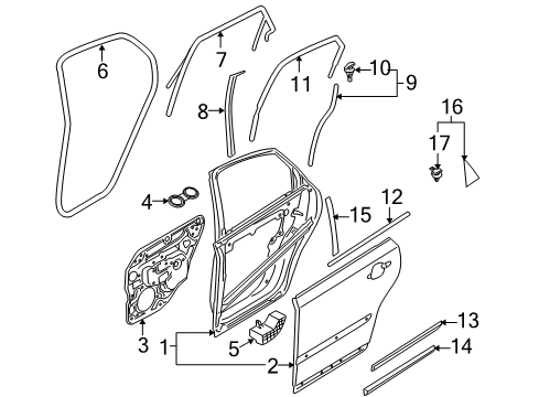2008 Volvo V50 Exterior Trim - Rear Door Diagram