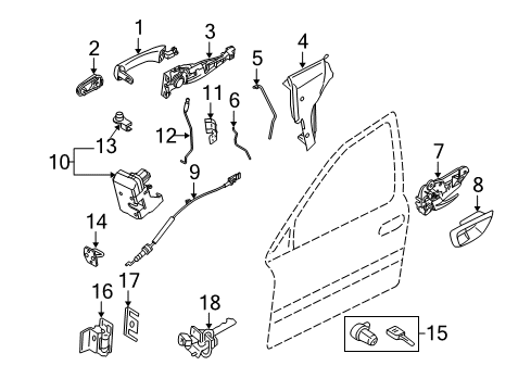 2007 Volvo XC90 Front Door - Lock & Hardware Diagram