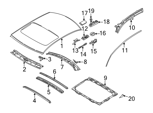 2004 Volvo S40 Exterior Trim - Roof Diagram