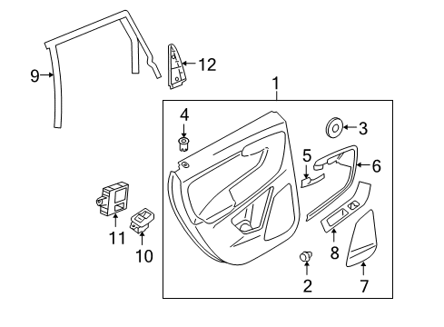 2010 Volvo XC60 Interior Trim - Rear Door Diagram