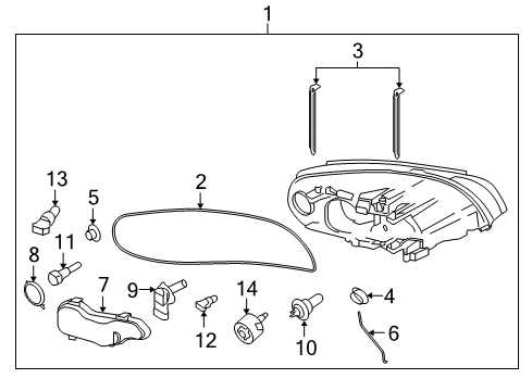 2008 Volvo V70 Headlamp Components Diagram 2