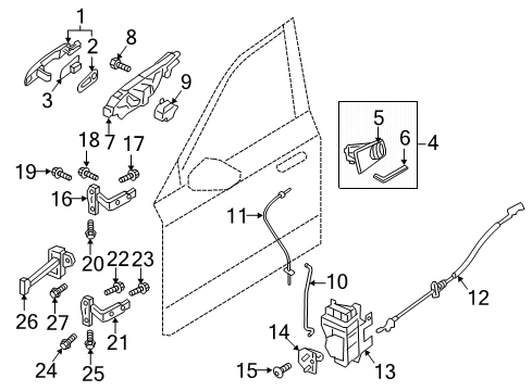 2024 Volvo V90 Cross Country Front Door - Lock & Hardware Diagram