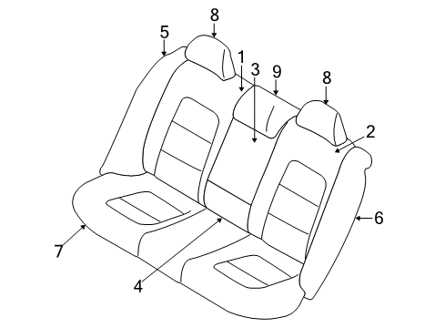 2010 Volvo XC60 Rear Seat Components Diagram 3