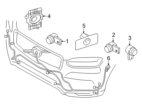 2017 Volvo V90 Cross Country Electrical Components - Front Bumper Diagram