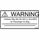 Volvo 9454169 Air Bag Label Volvo 9454169 Air Bag Label