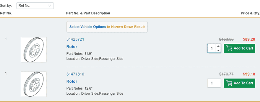 How do I locate a part from the category I've selected?